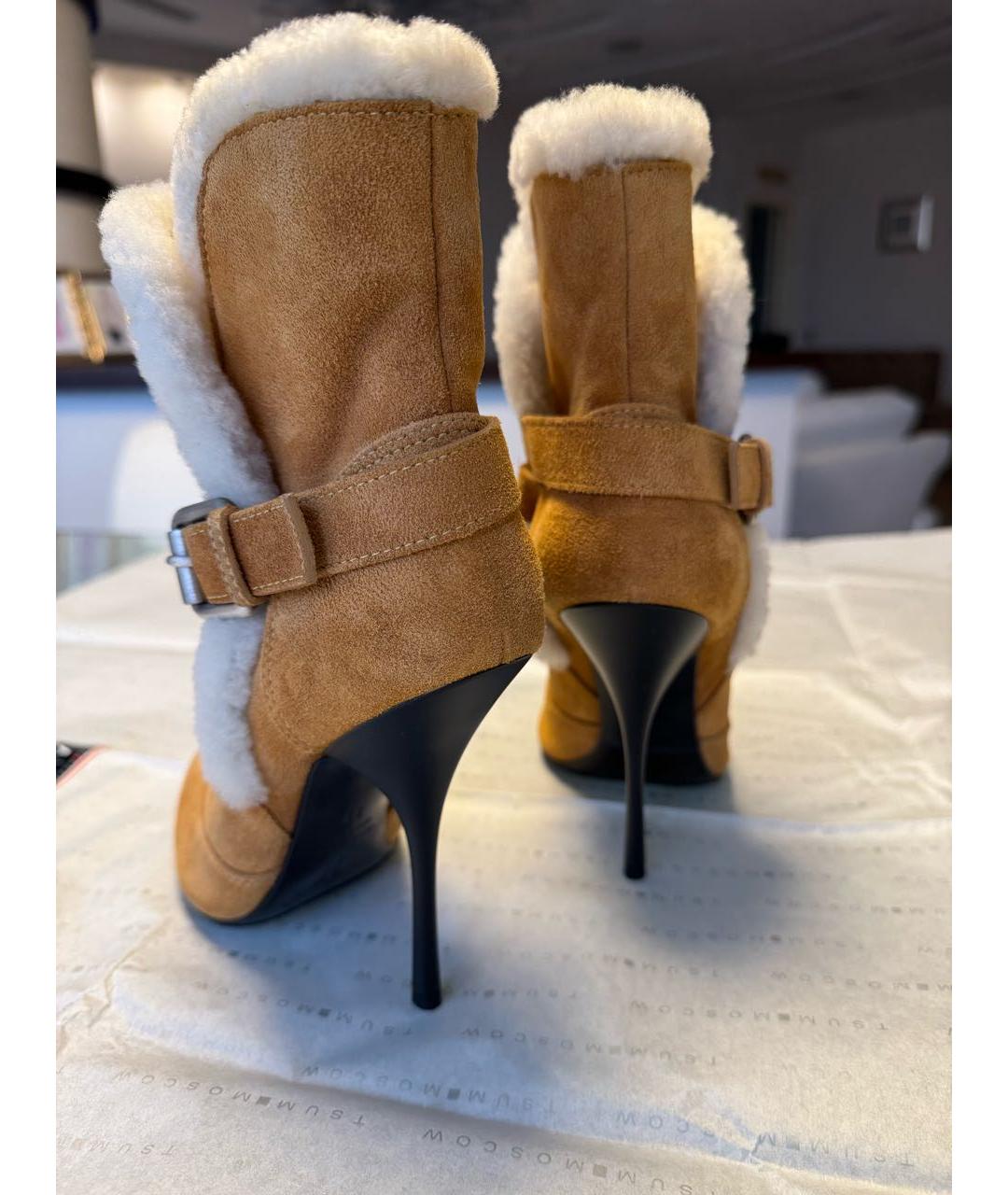 GIUSEPPE ZANOTTI DESIGN Бежевые замшевые ботильоны, фото 4