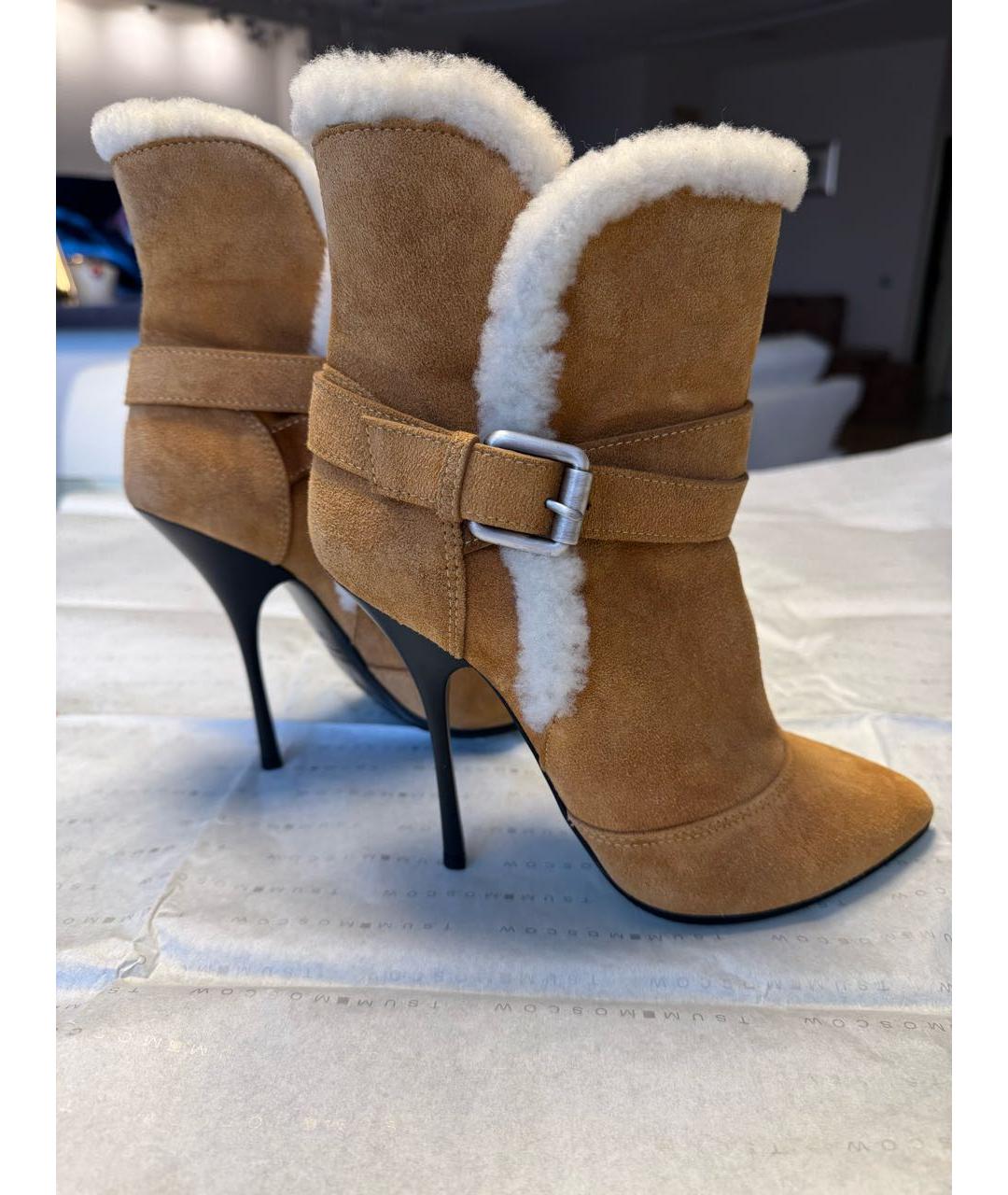 GIUSEPPE ZANOTTI DESIGN Бежевые замшевые ботильоны, фото 7