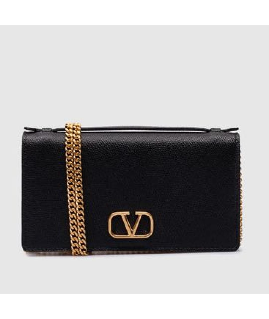 VALENTINO Черная кожаная сумка через плечо, фото 5