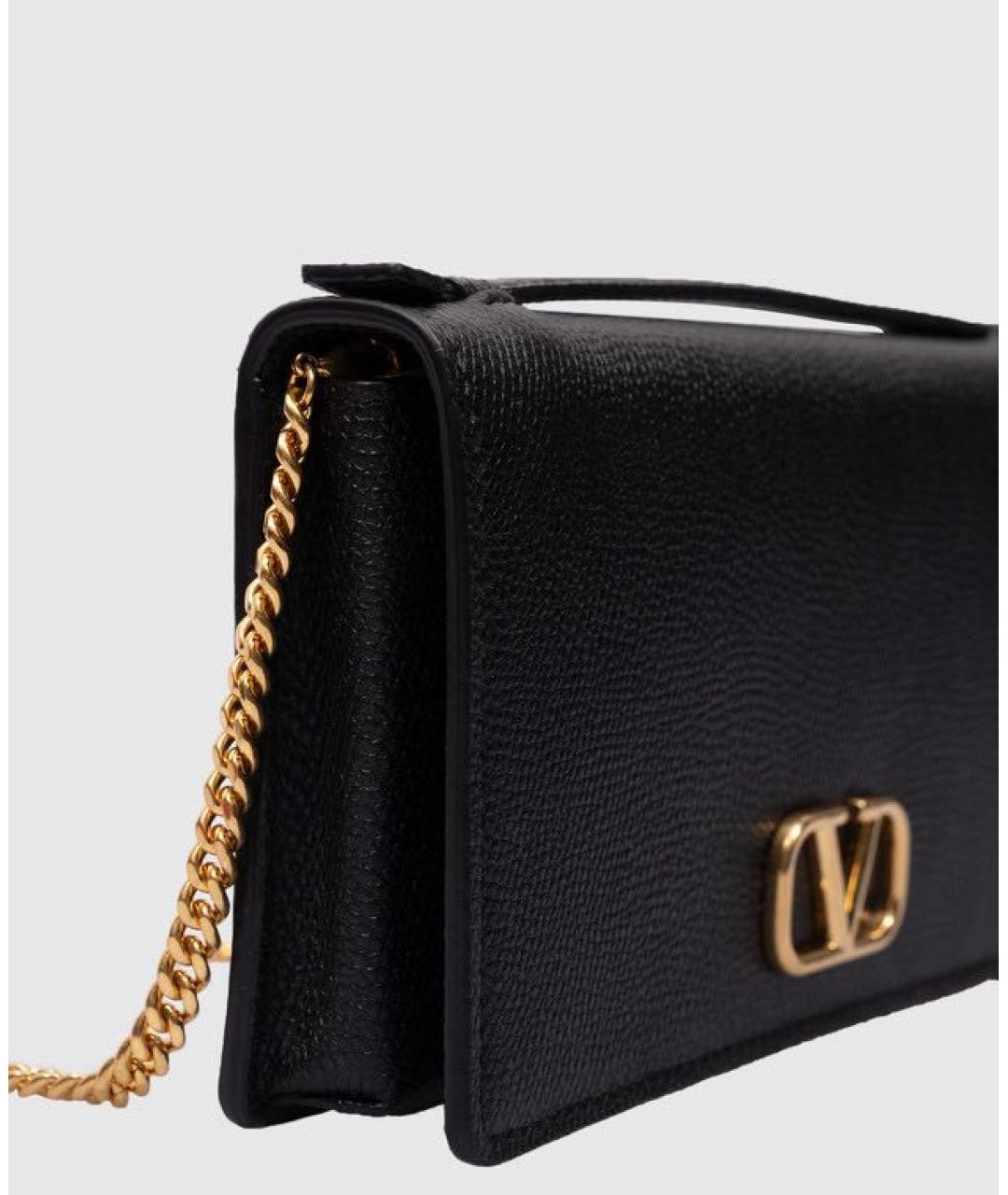 VALENTINO Черная кожаная сумка через плечо, фото 4