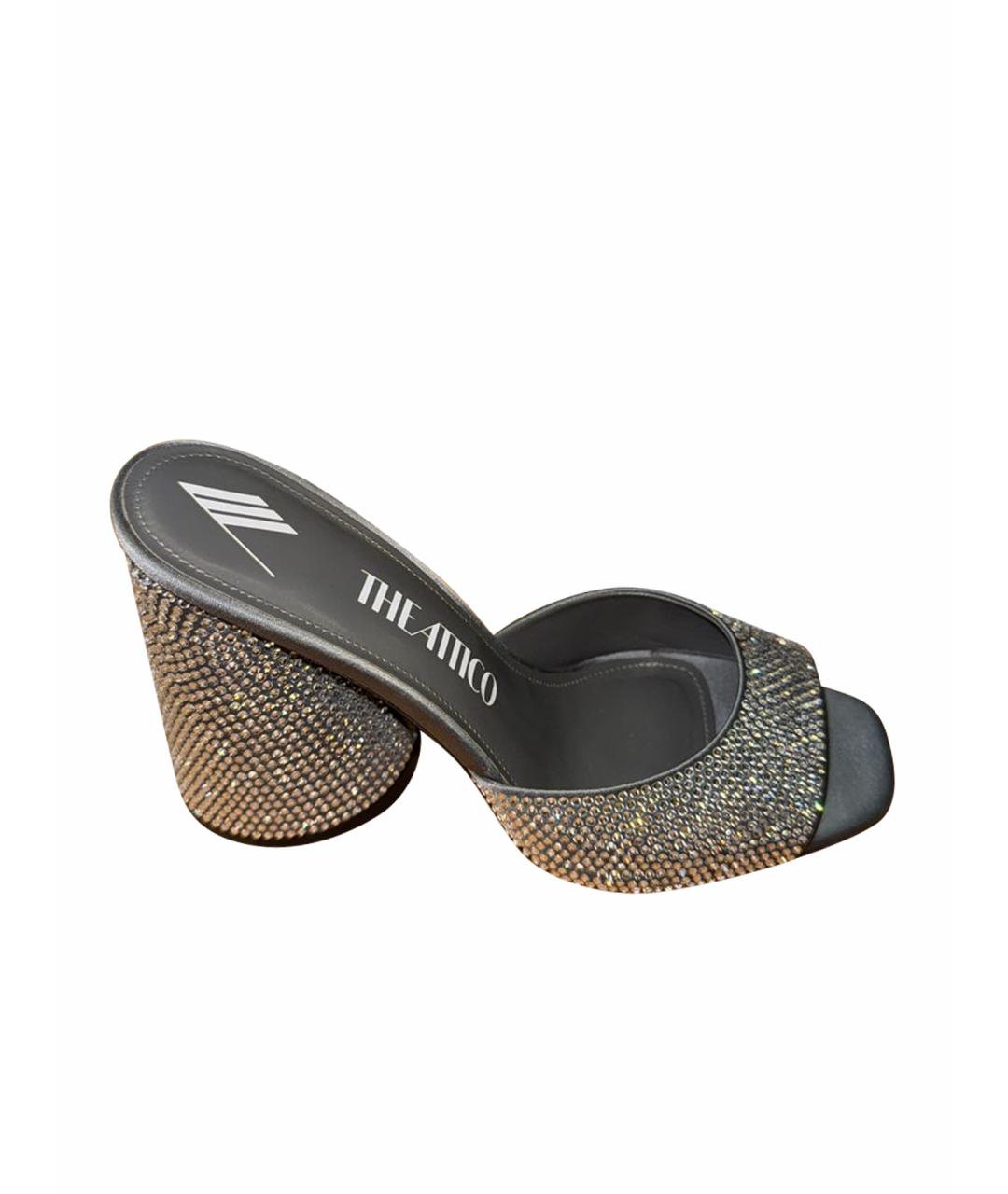 THE ATTICO Серебряные кожаные босоножки, фото 1