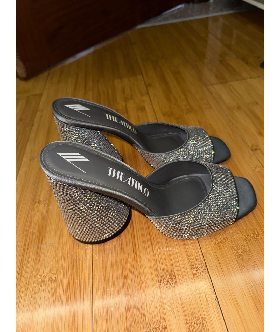 THE ATTICO Серебряные кожаные босоножки, фото 5