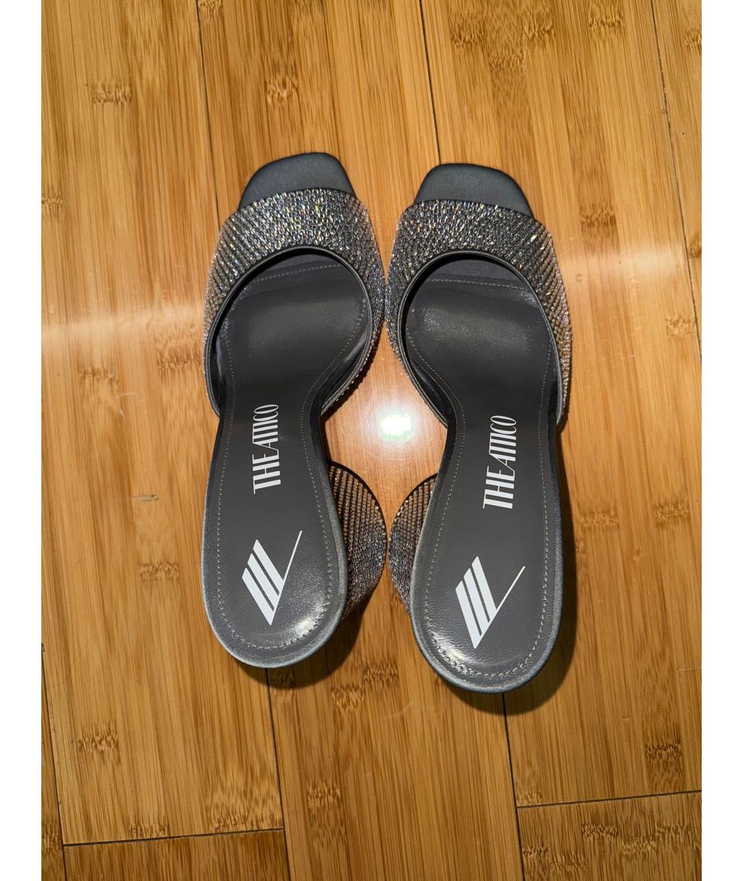 THE ATTICO Серебряные кожаные босоножки, фото 3