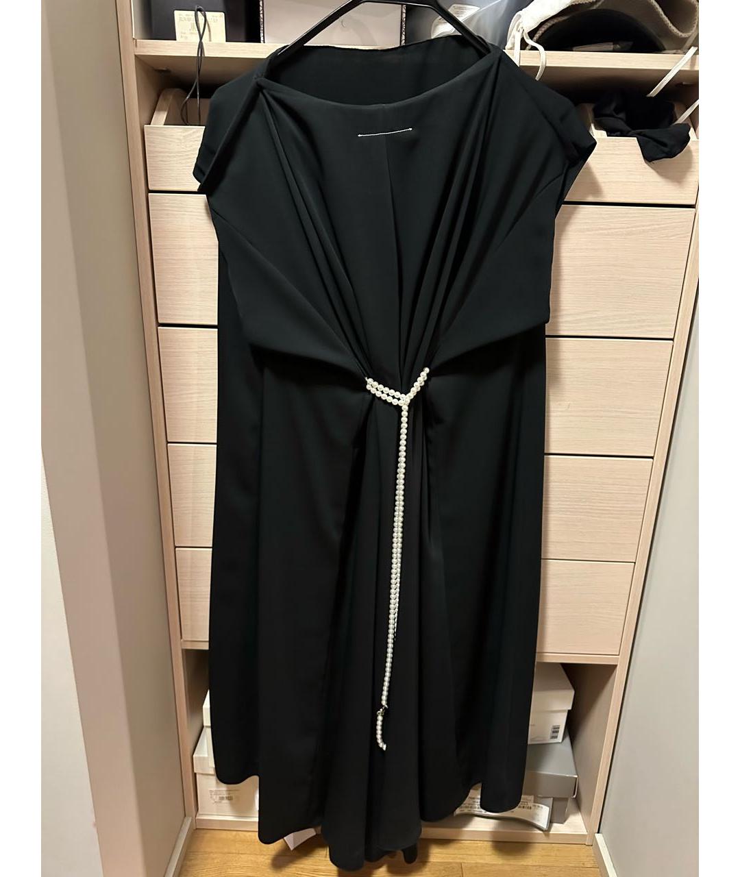 MM6 MAISON MARGIELA Черное шерстяное коктейльное платье, фото 6