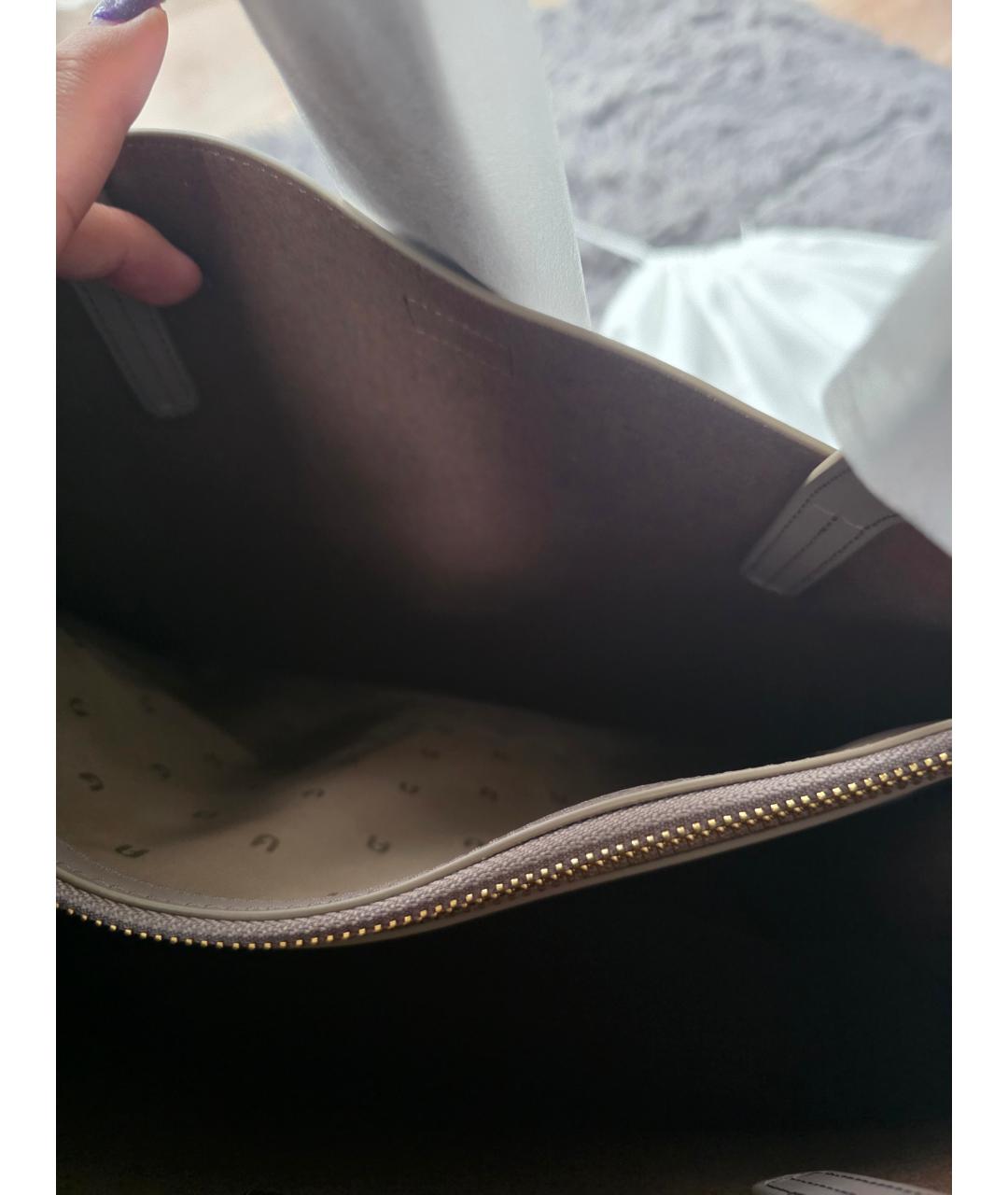 FURLA Серая кожаная сумка с короткими ручками, фото 7