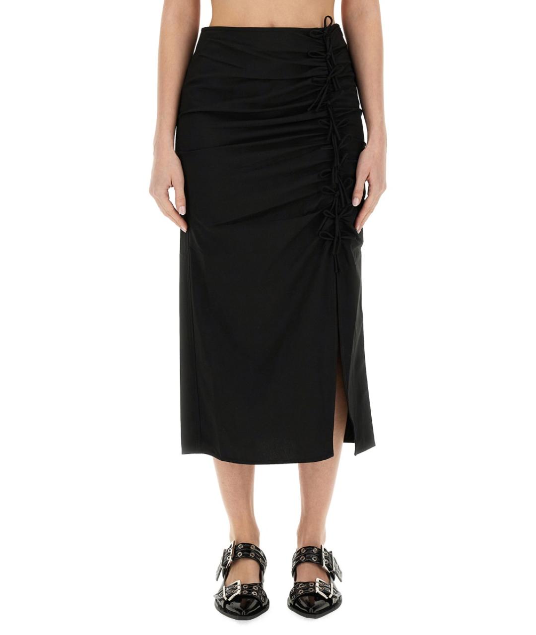 GANNI Черная вискозная юбка миди, фото 5