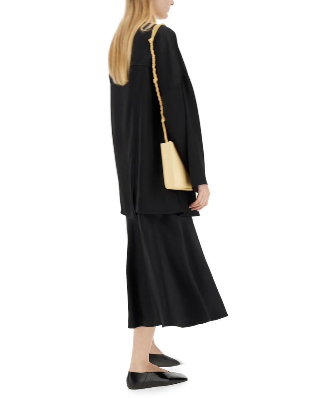 JIL SANDER Черная вискозная юбка миди, фото 2