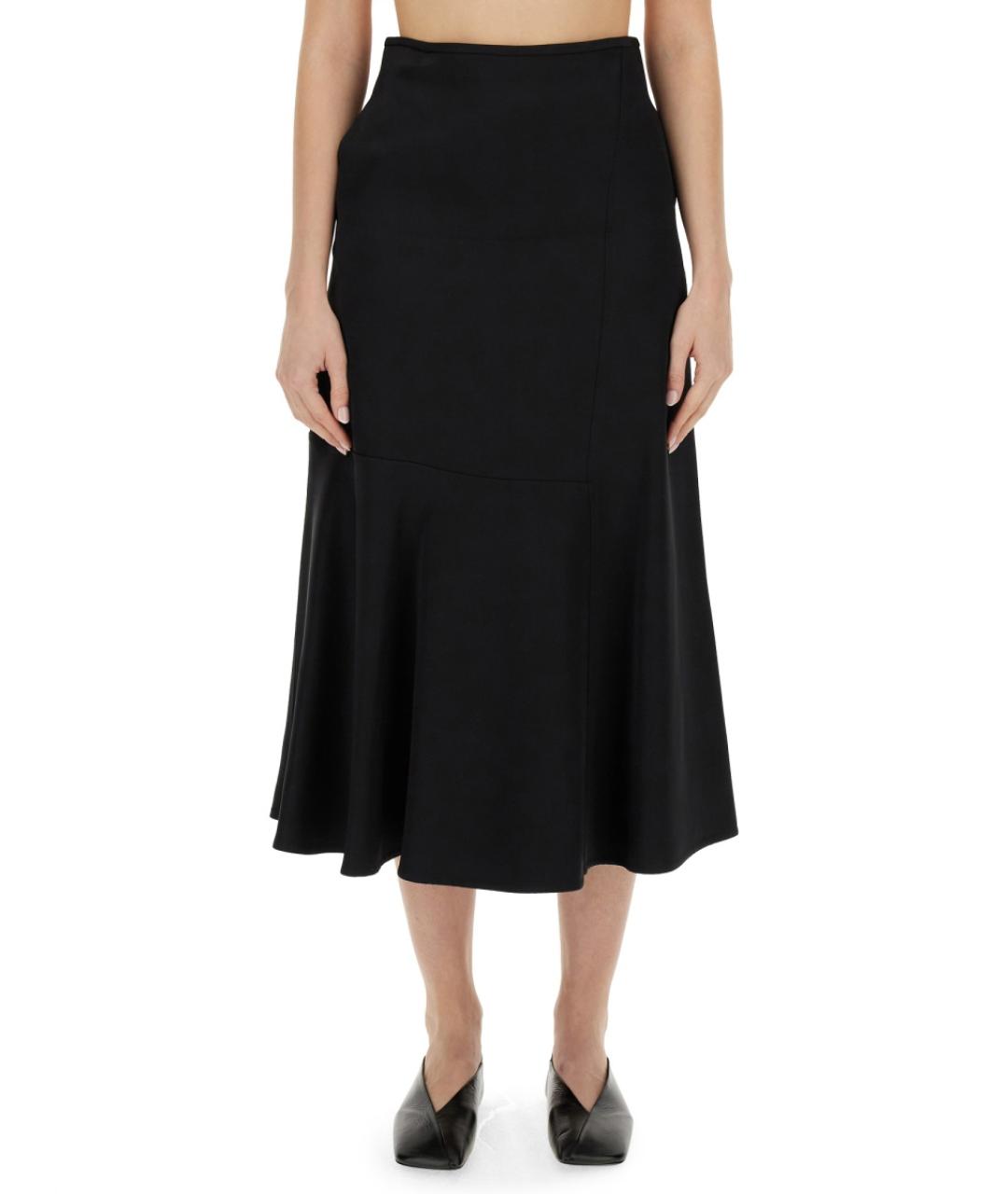 JIL SANDER Черная вискозная юбка миди, фото 5
