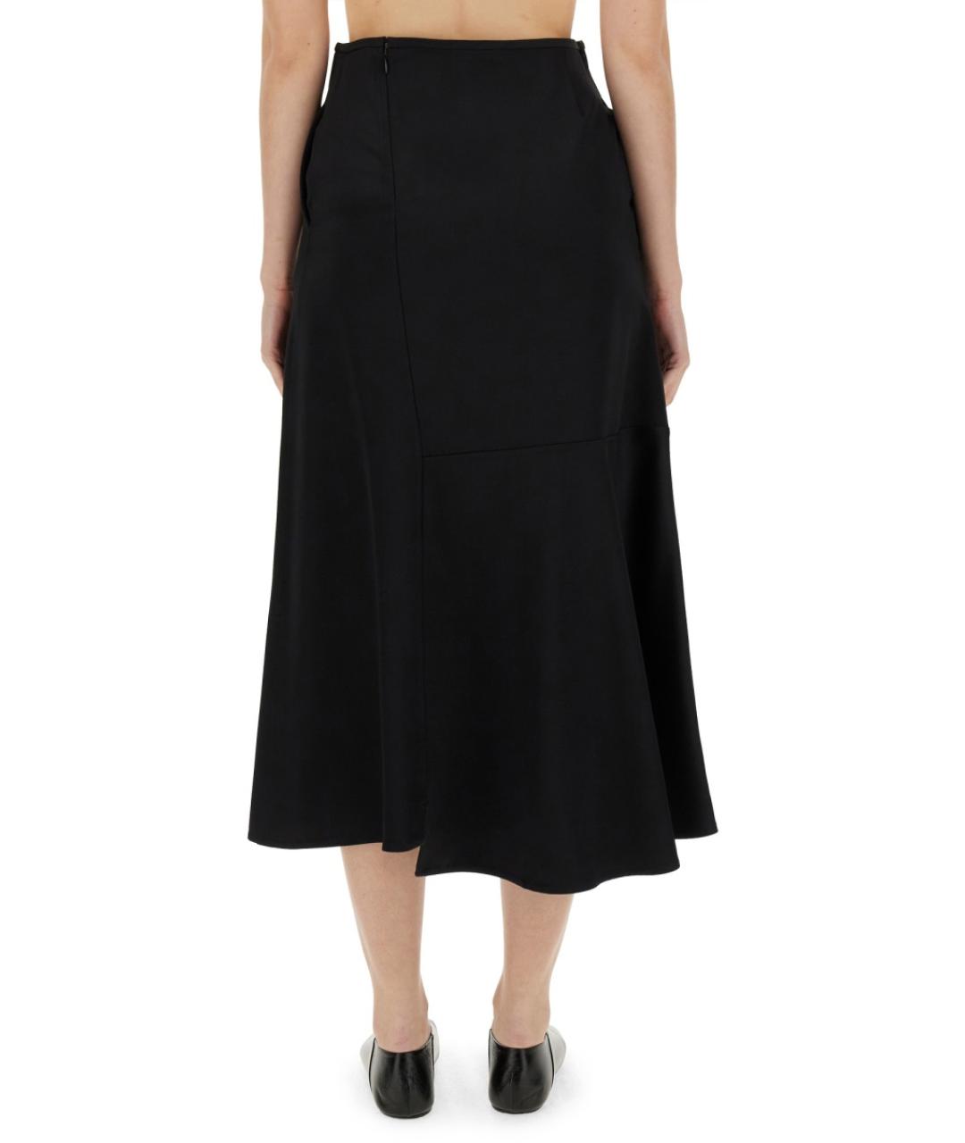 JIL SANDER Черная вискозная юбка миди, фото 3