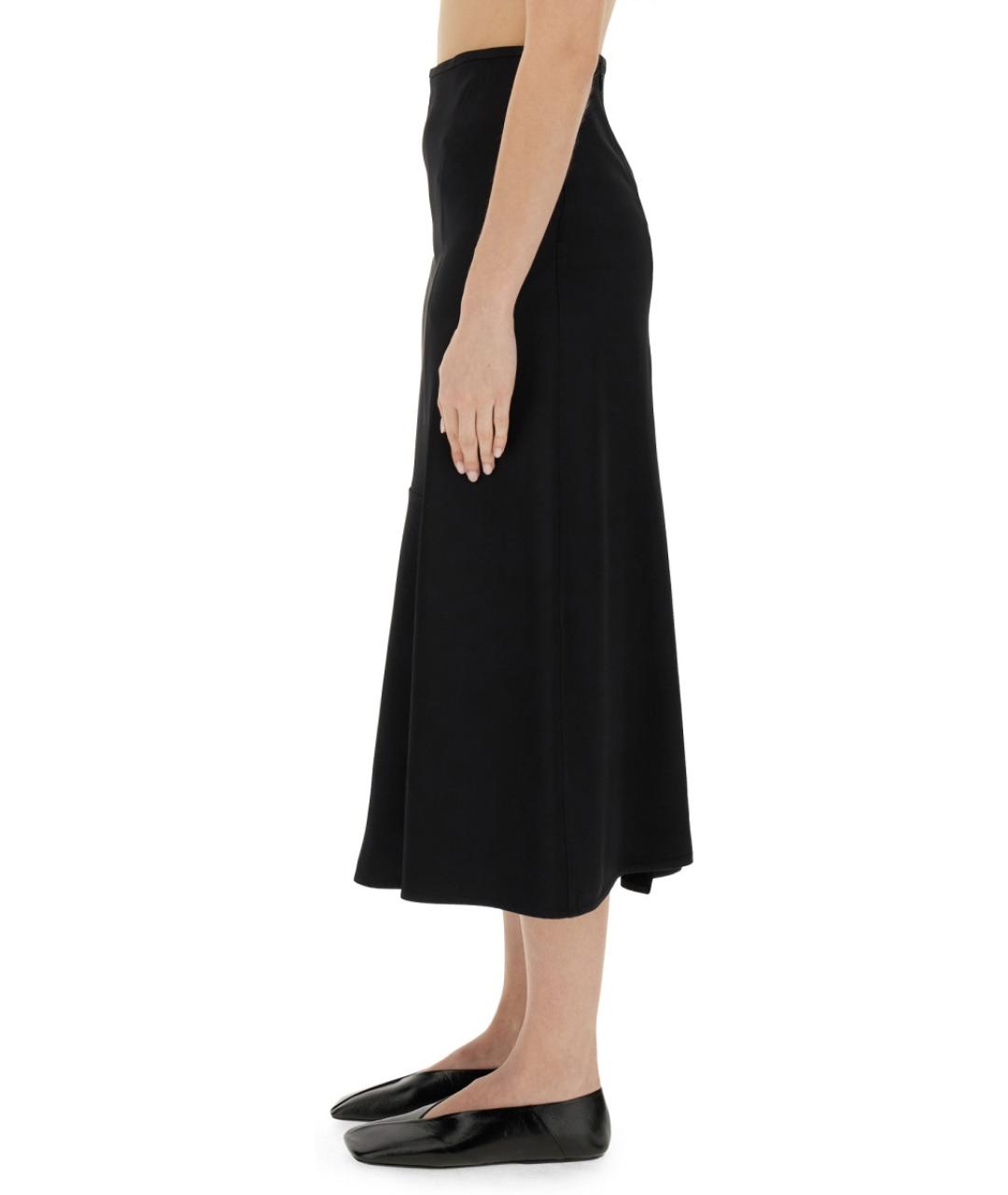 JIL SANDER Черная вискозная юбка миди, фото 4
