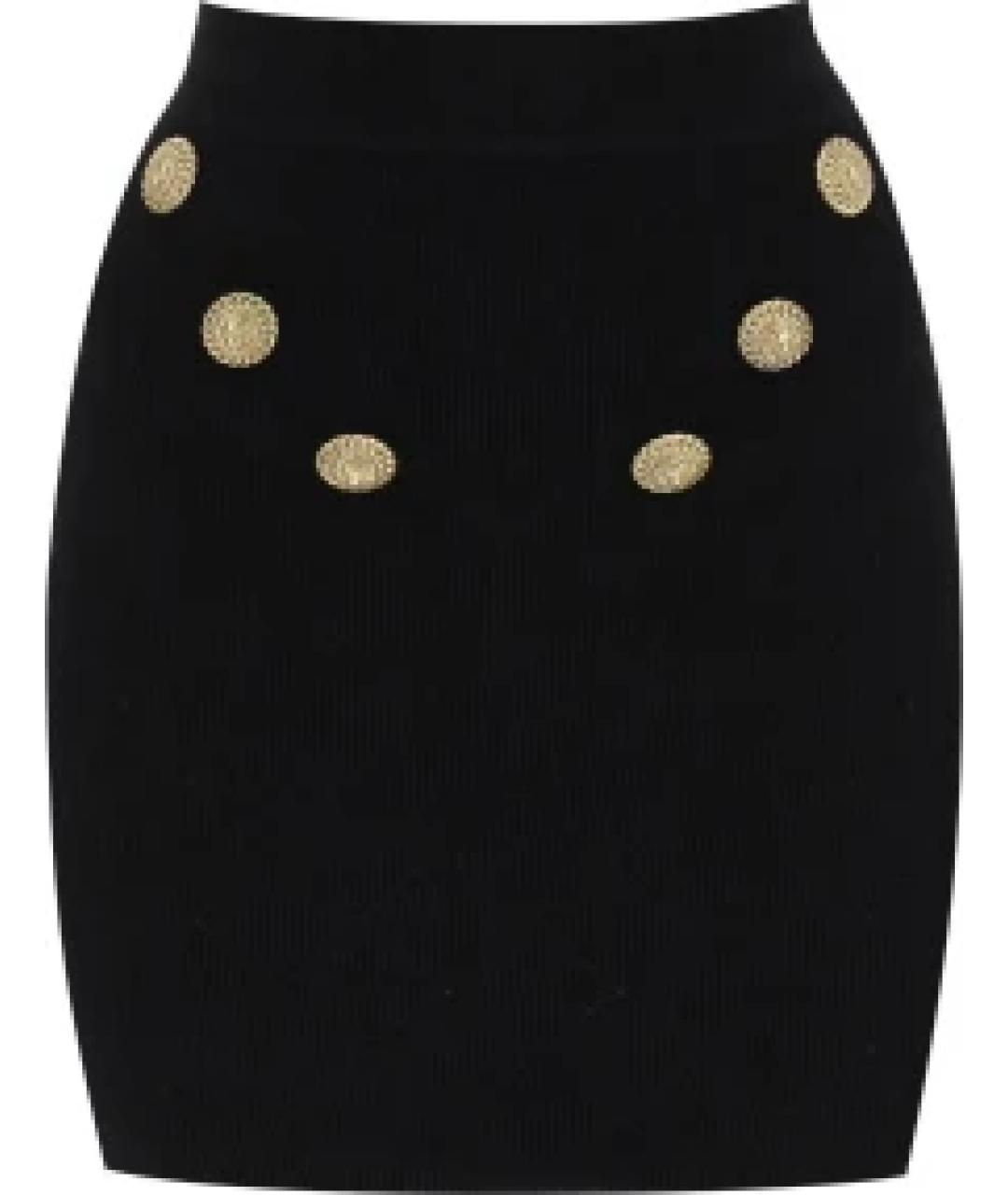 BALMAIN Черная вискозная юбка мини, фото 1