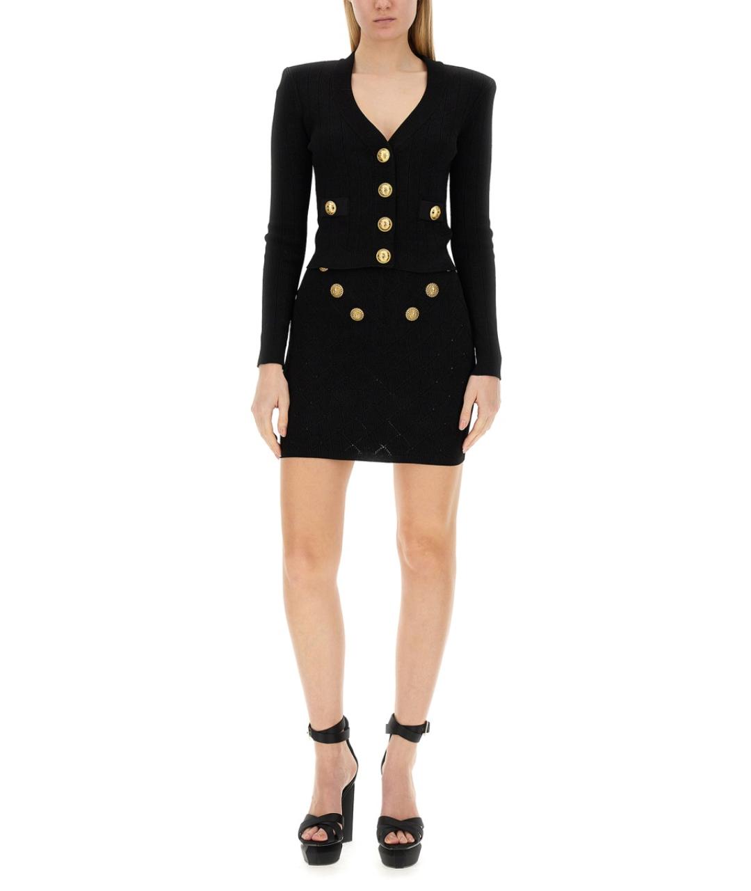 BALMAIN Черная вискозная юбка мини, фото 2