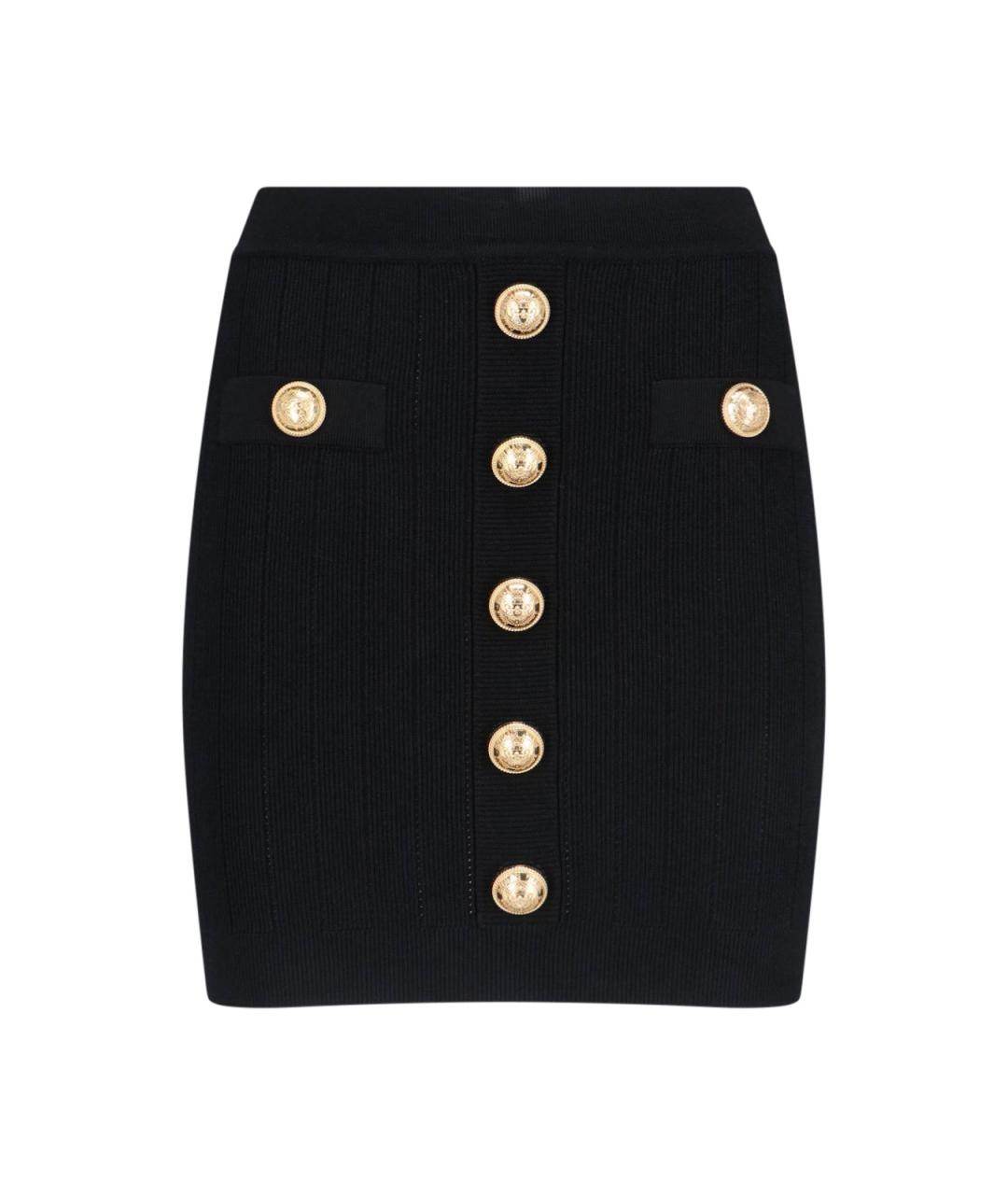 BALMAIN Черная вискозная юбка мини, фото 1