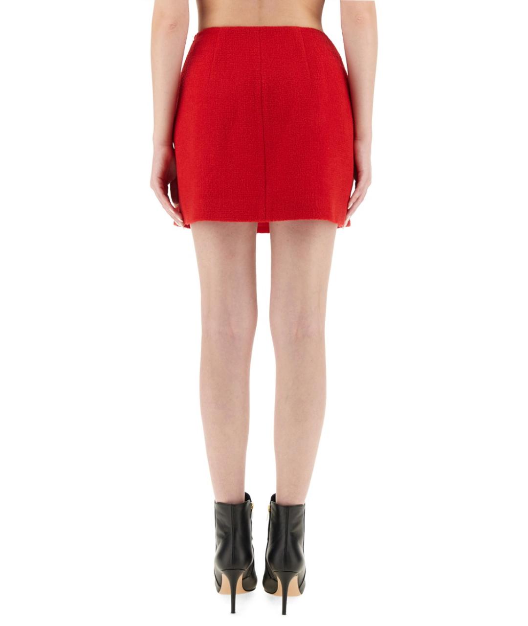 BALMAIN Красная шерстяная юбка мини, фото 3