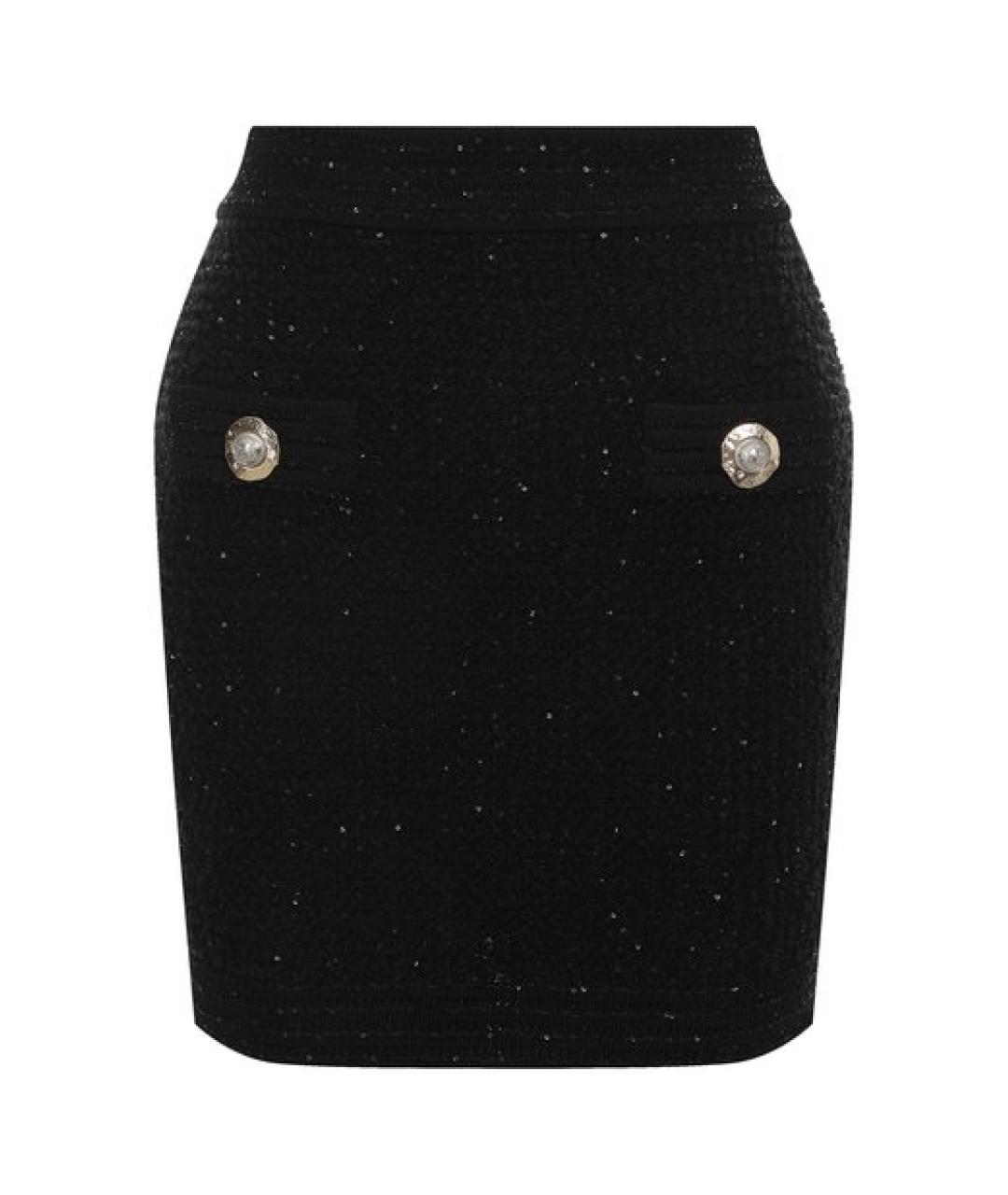 BALMAIN Черная вискозная юбка мини, фото 1