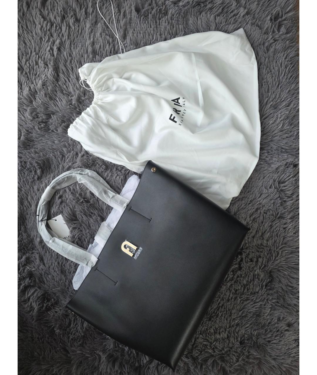 FURLA Черная кожаная сумка с короткими ручками, фото 6