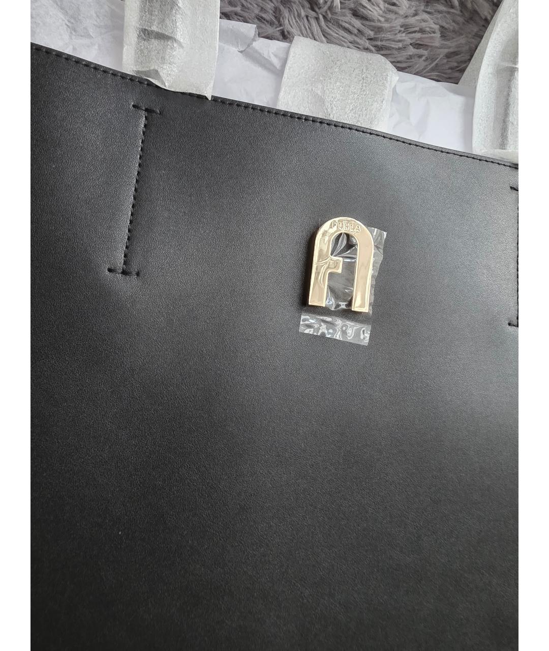 FURLA Черная кожаная сумка с короткими ручками, фото 8