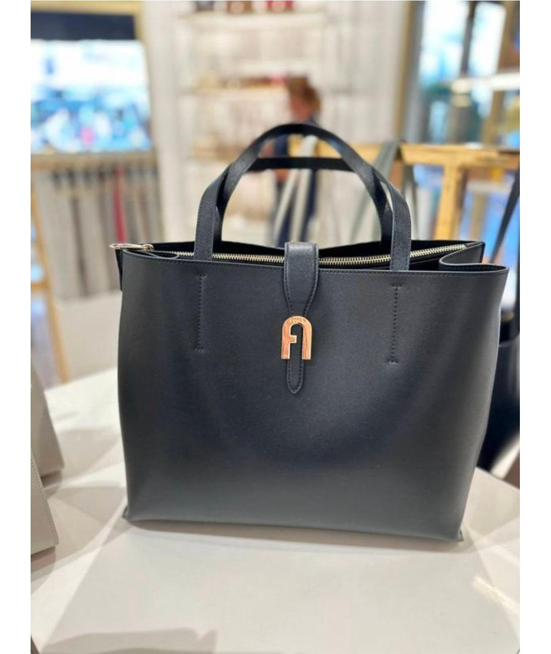 FURLA Черная кожаная сумка с короткими ручками, фото 9