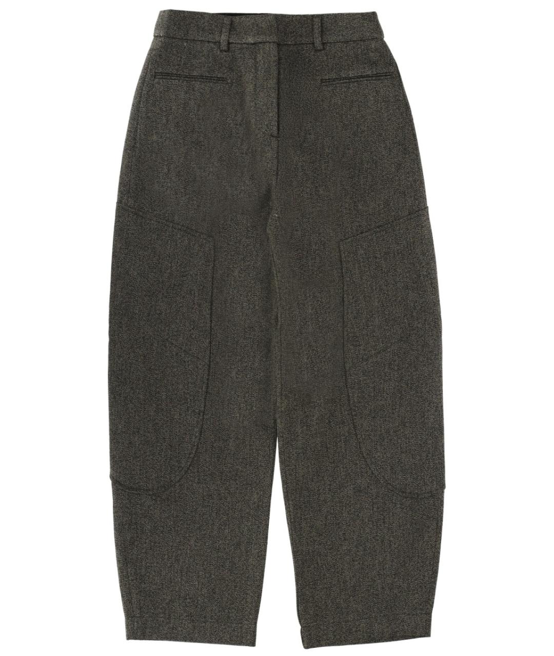 GANNI Зеленые хлопковые прямые брюки, фото 1