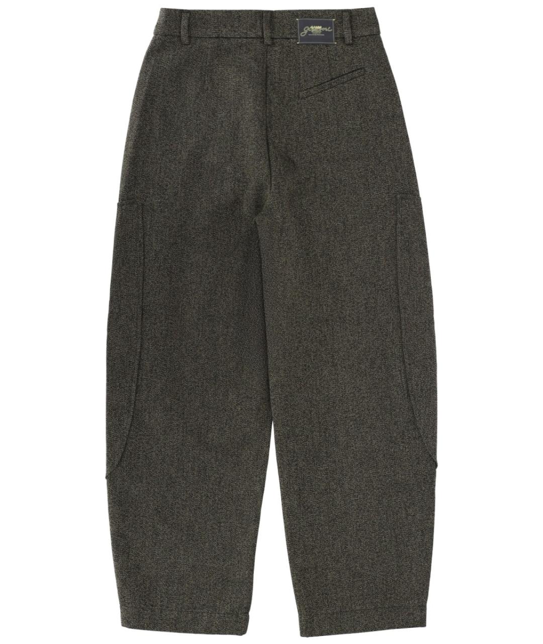 GANNI Зеленые хлопковые прямые брюки, фото 2