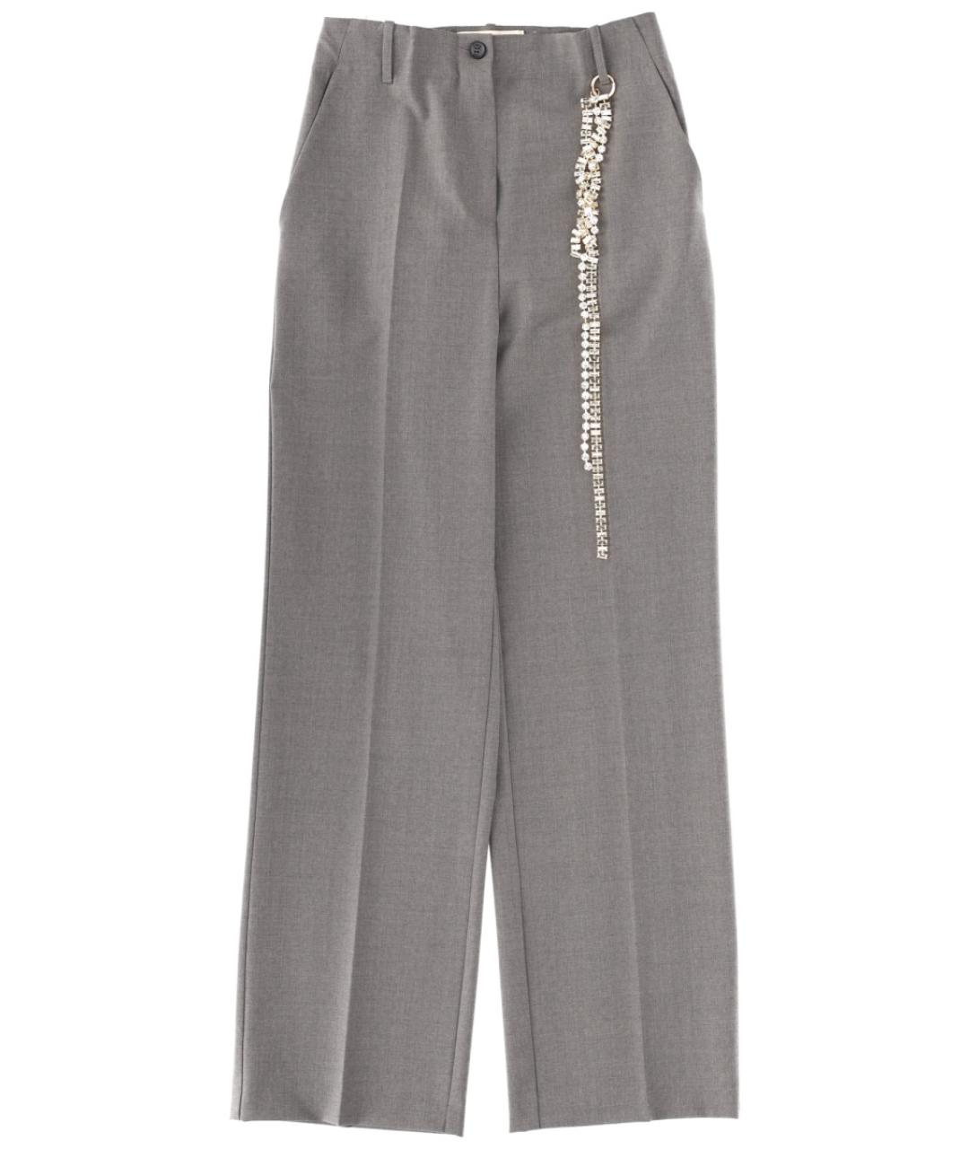 CIRCUS HOTEL Серые шерстяные прямые брюки, фото 1