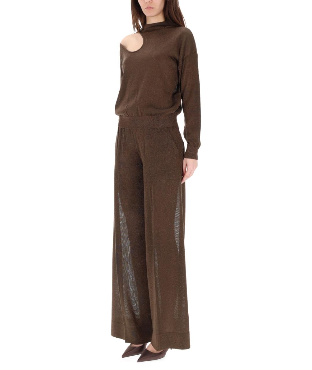 CIRCUS HOTEL Коричневые вискозные прямые брюки, фото 2
