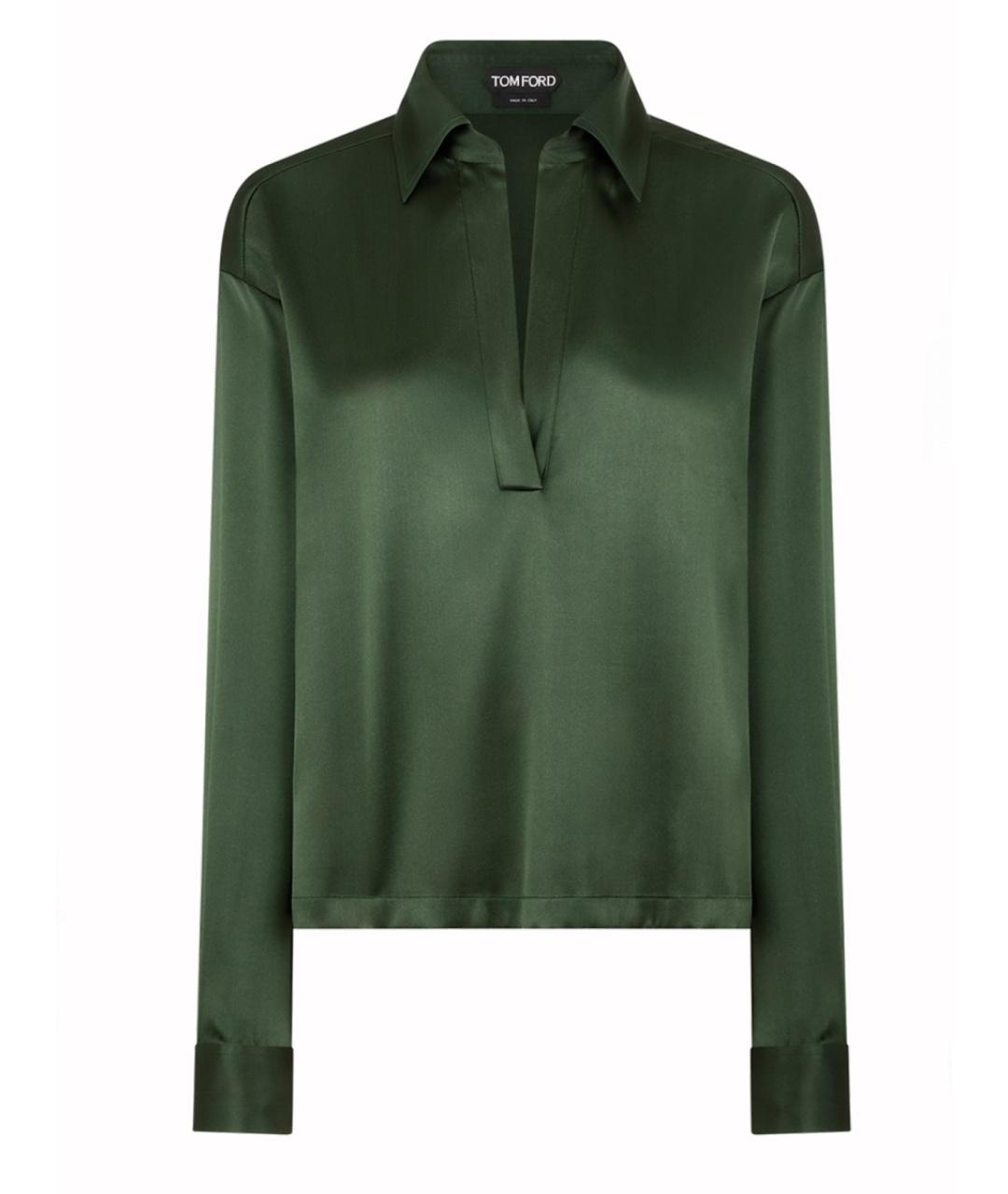 TOM FORD Зеленая шелковая блузы, фото 1