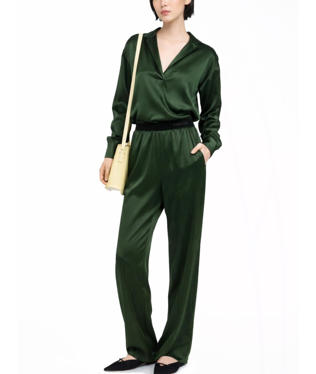 TOM FORD Зеленая шелковая блузы, фото 2