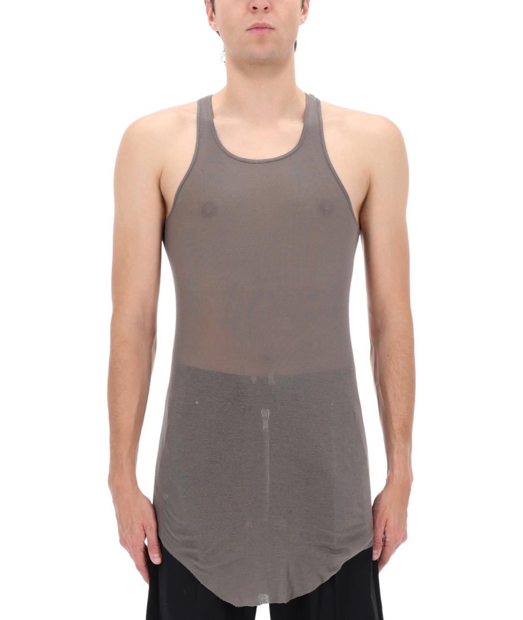 RICK OWENS Серая хлопковая майка, фото 4