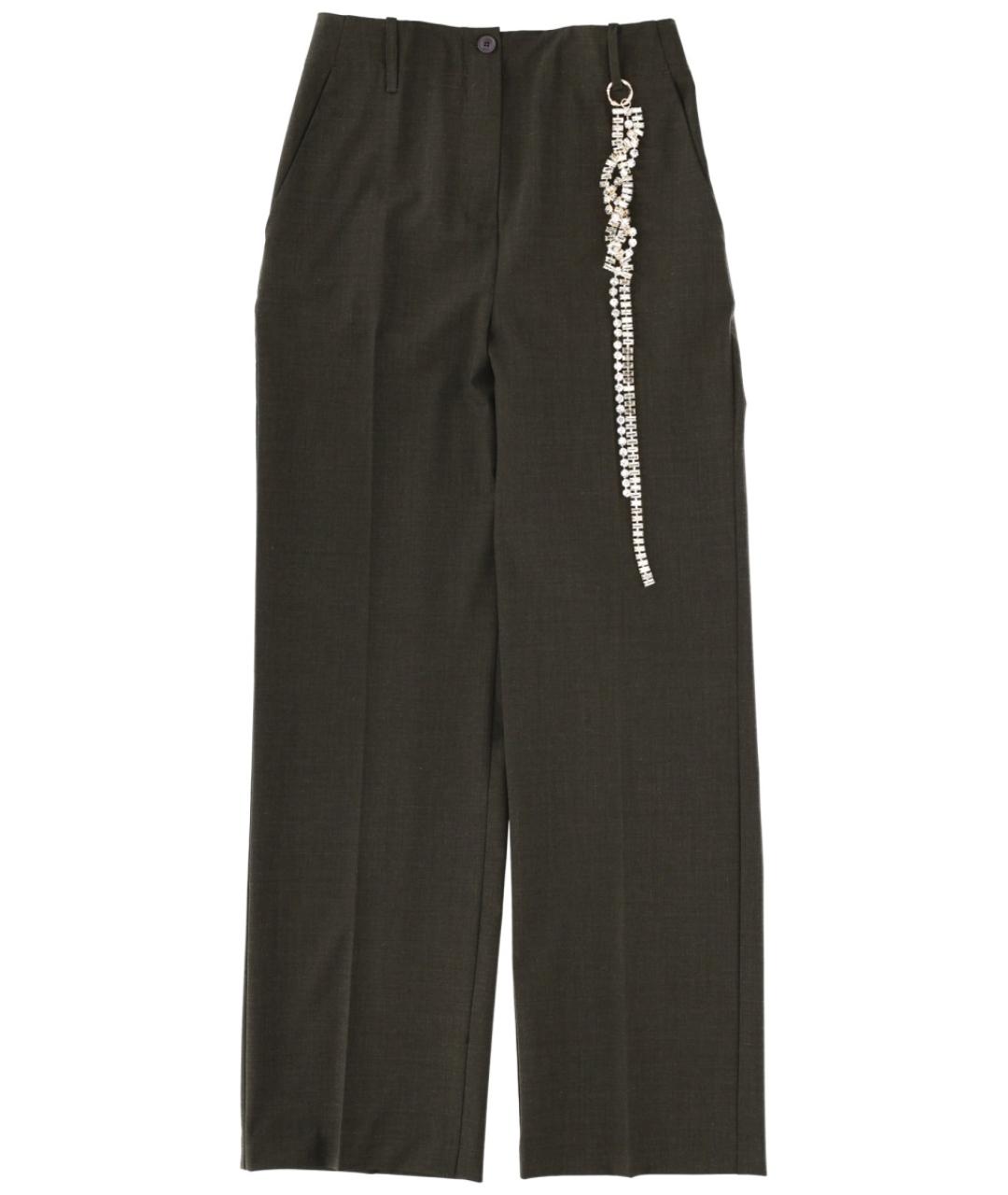 CIRCUS HOTEL Зеленые шерстяные прямые брюки, фото 1