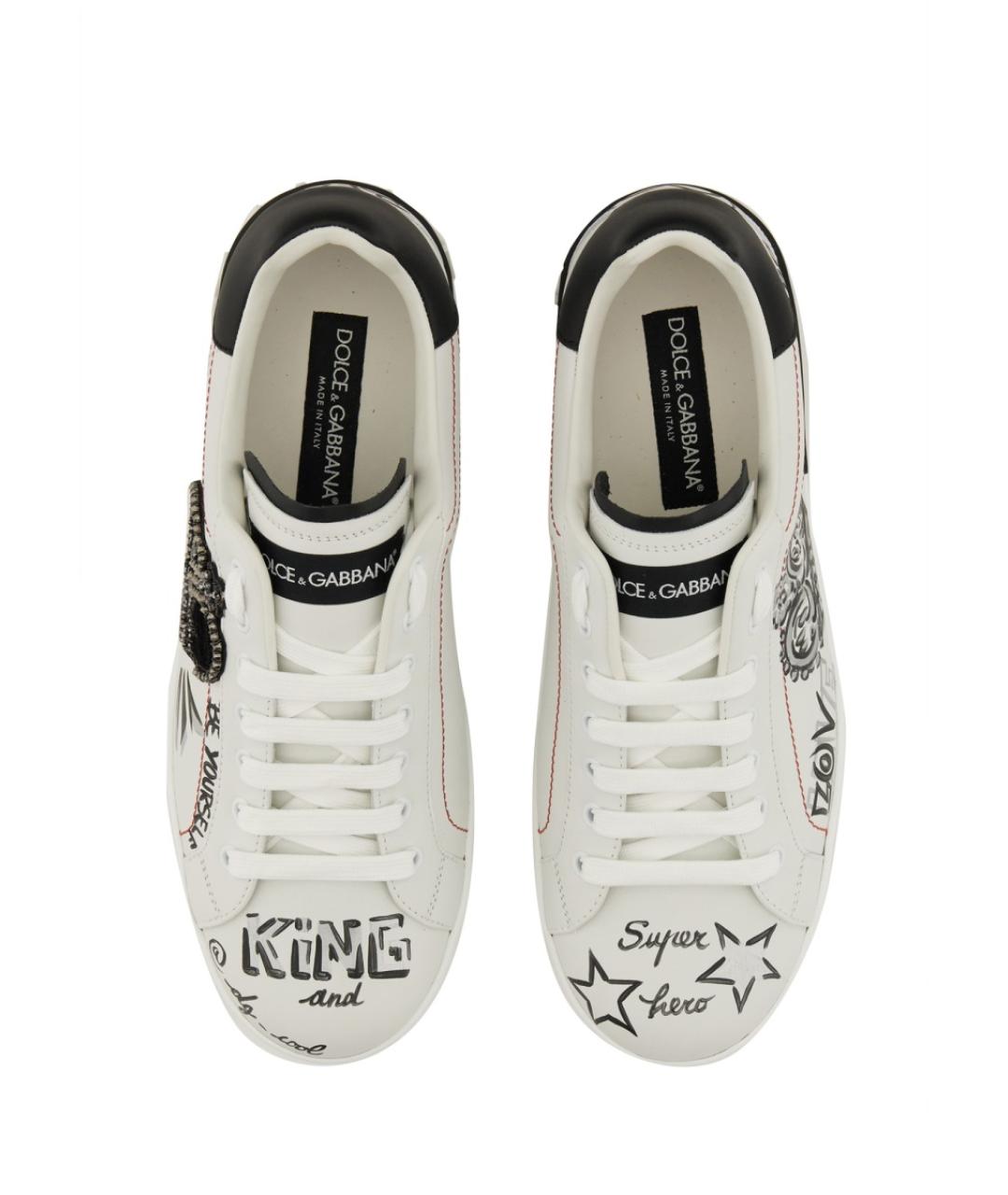 DOLCE&GABBANA Белые кожаные низкие кроссовки / кеды, фото 6