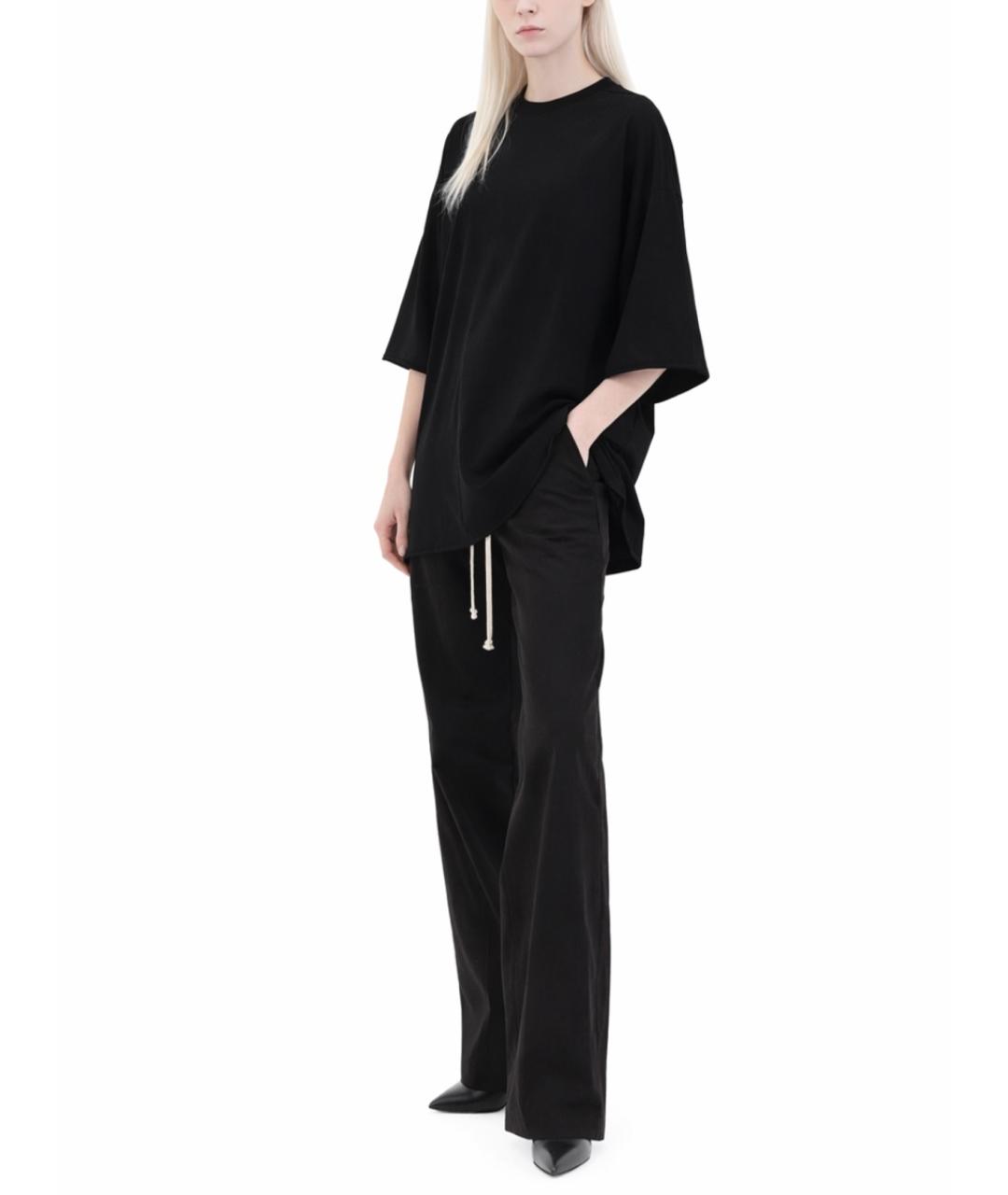 RICK OWENS Черная хлопковая футболка, фото 2