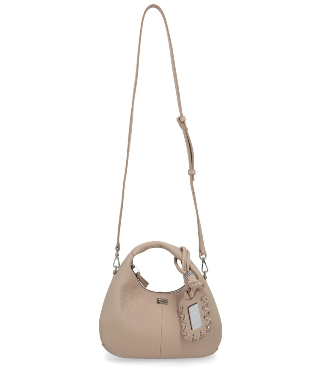 GANNI Бежевая кожаная сумка через плечо, фото 2