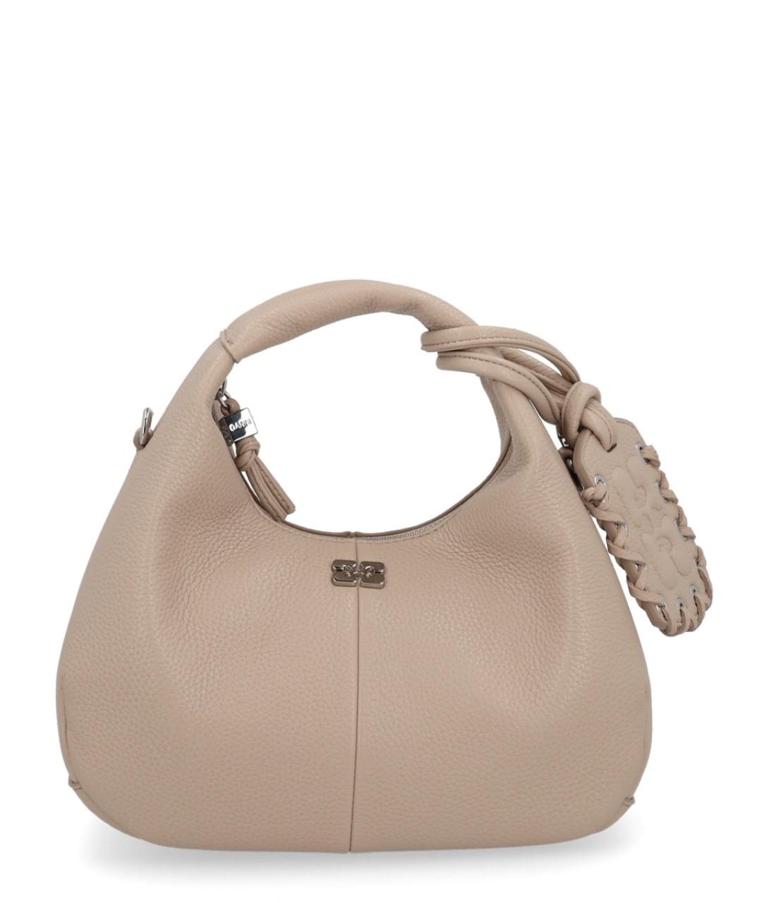 GANNI Бежевая кожаная сумка через плечо, фото 1