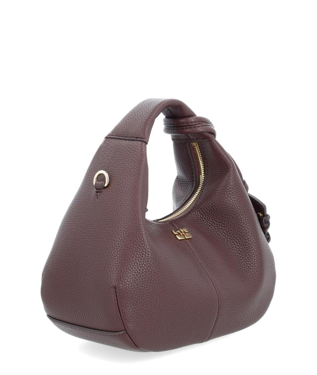 GANNI Бордовая кожаная сумка через плечо, фото 3