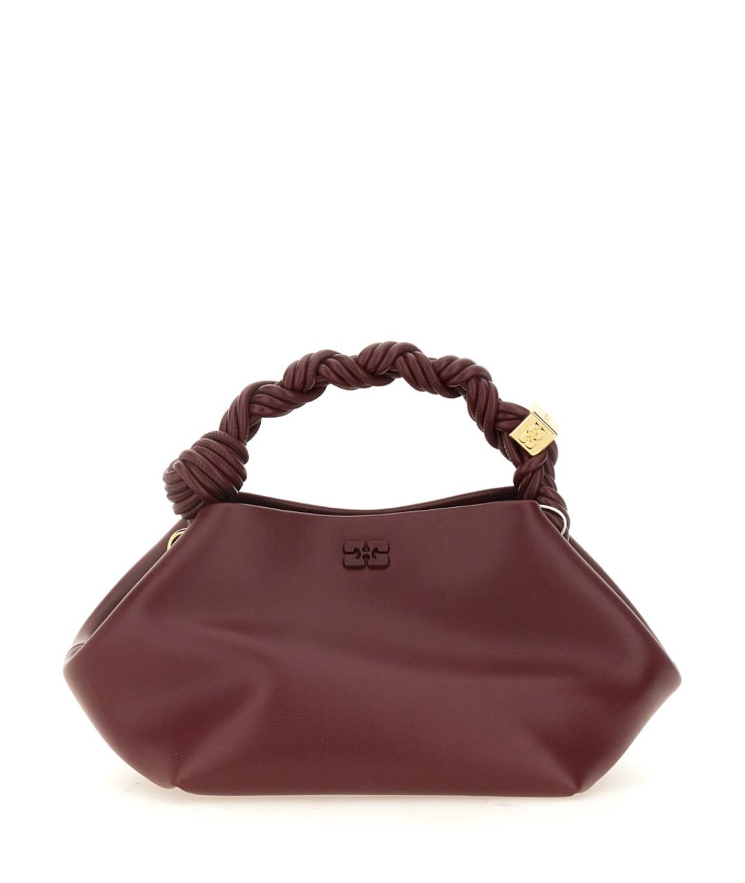 GANNI Бордовая кожаная сумка через плечо, фото 1