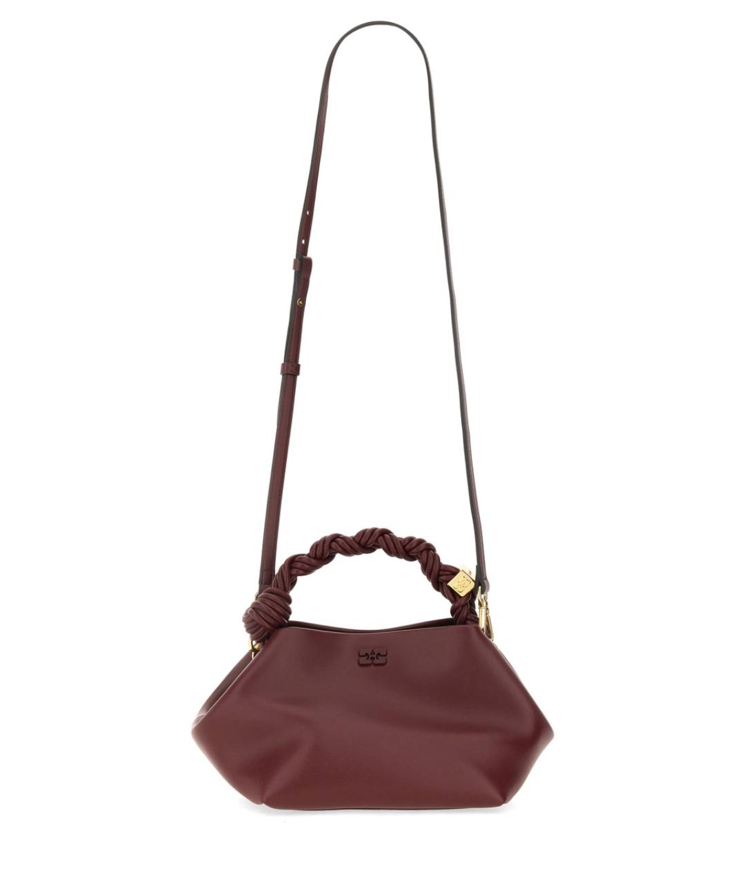 GANNI Бордовая кожаная сумка через плечо, фото 3