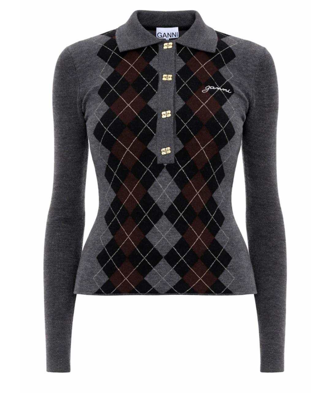 GANNI Серый шерстяной джемпер / свитер, фото 1