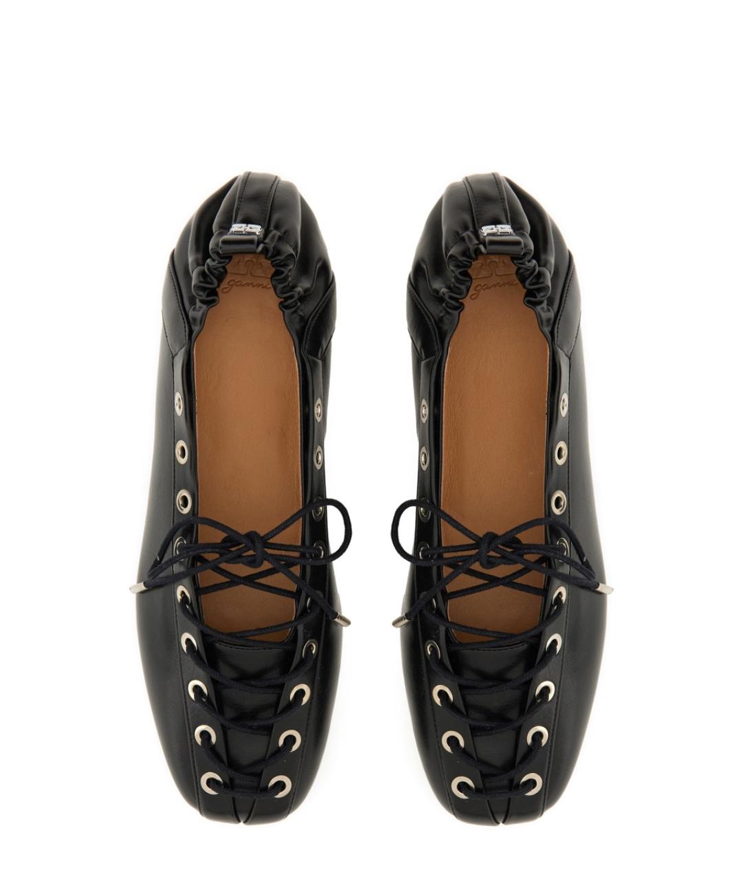 GANNI Черные балетки из искусственной кожи, фото 5