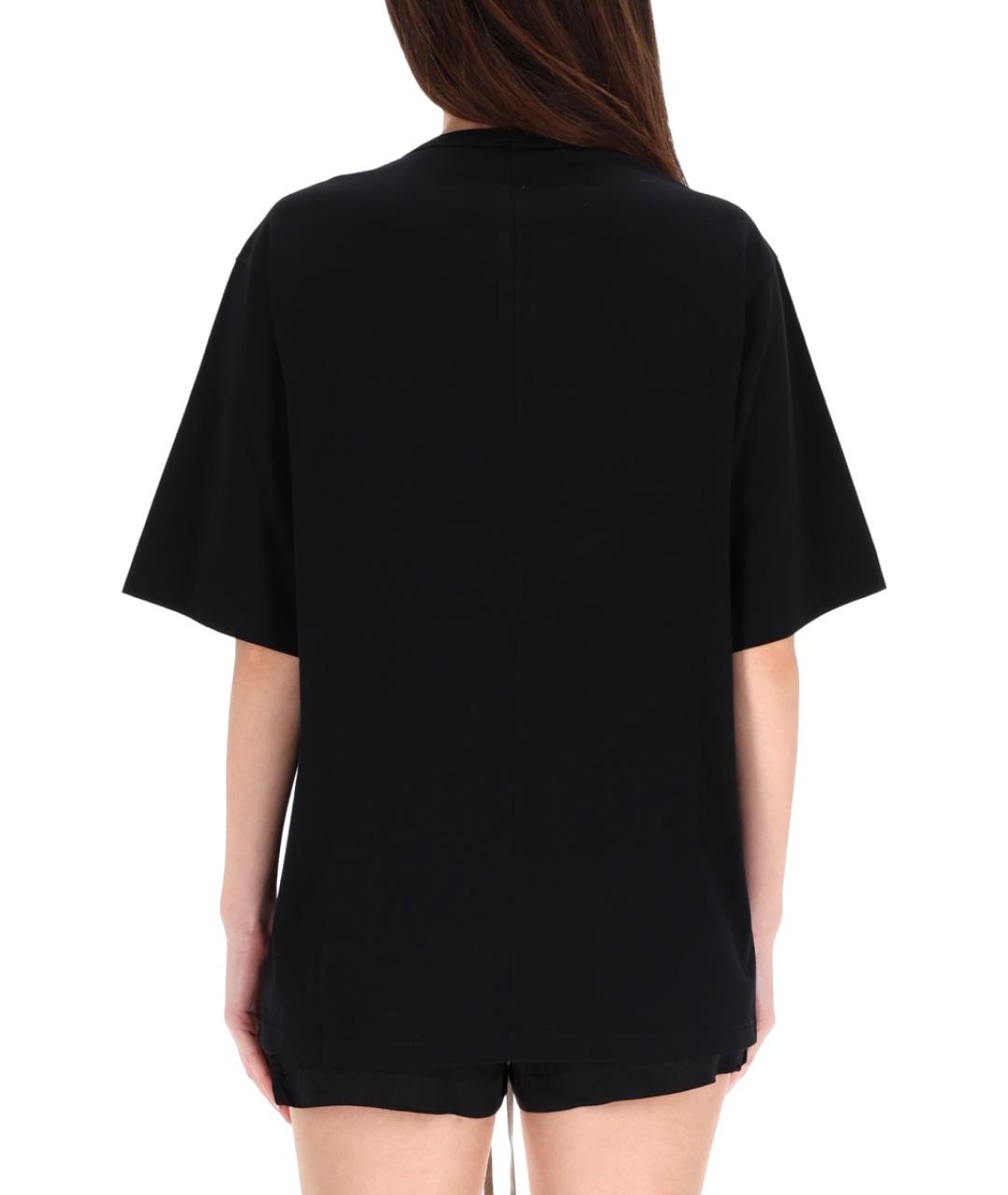 RICK OWENS Черная хлопковая футболка, фото 2