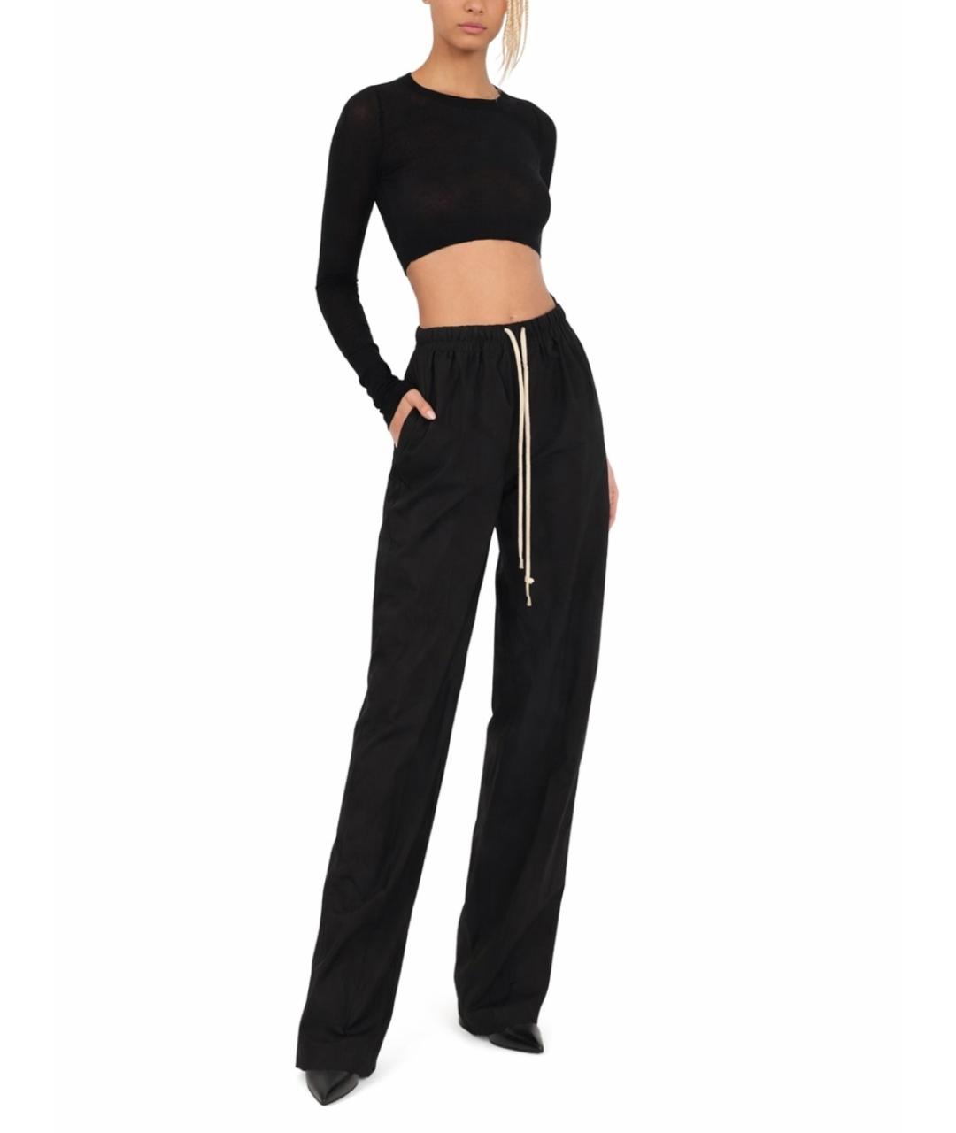 RICK OWENS Черные хлопковые прямые брюки, фото 2