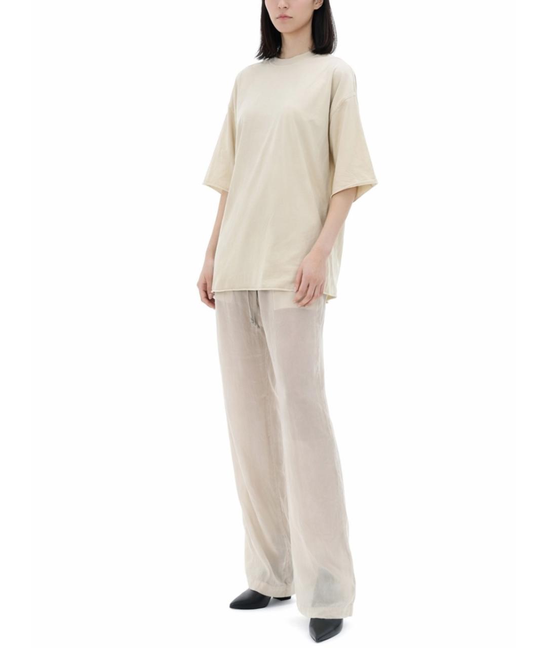 RICK OWENS Бежевая хлопковая футболка, фото 2