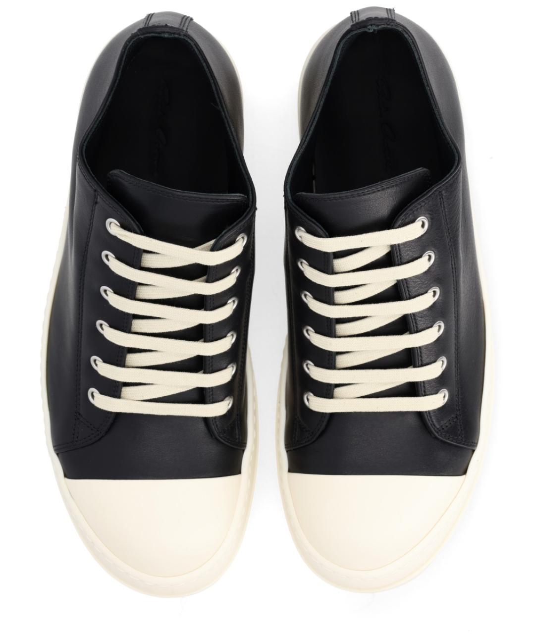 RICK OWENS Черные кожаные низкие кроссовки / кеды, фото 5