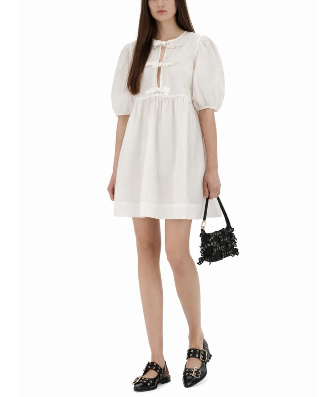 GANNI Белое хлопковое повседневное платье, фото 2