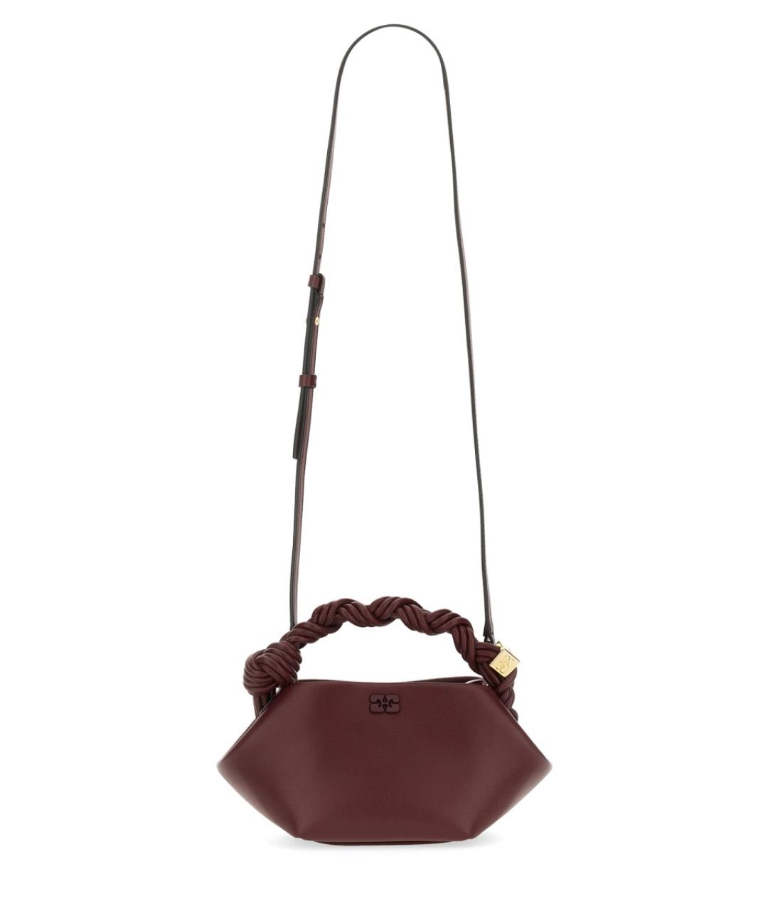 GANNI Бордовая кожаная сумка через плечо, фото 3