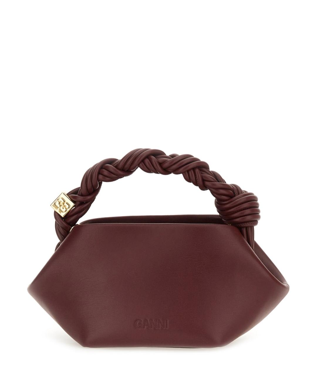 GANNI Бордовая кожаная сумка через плечо, фото 2