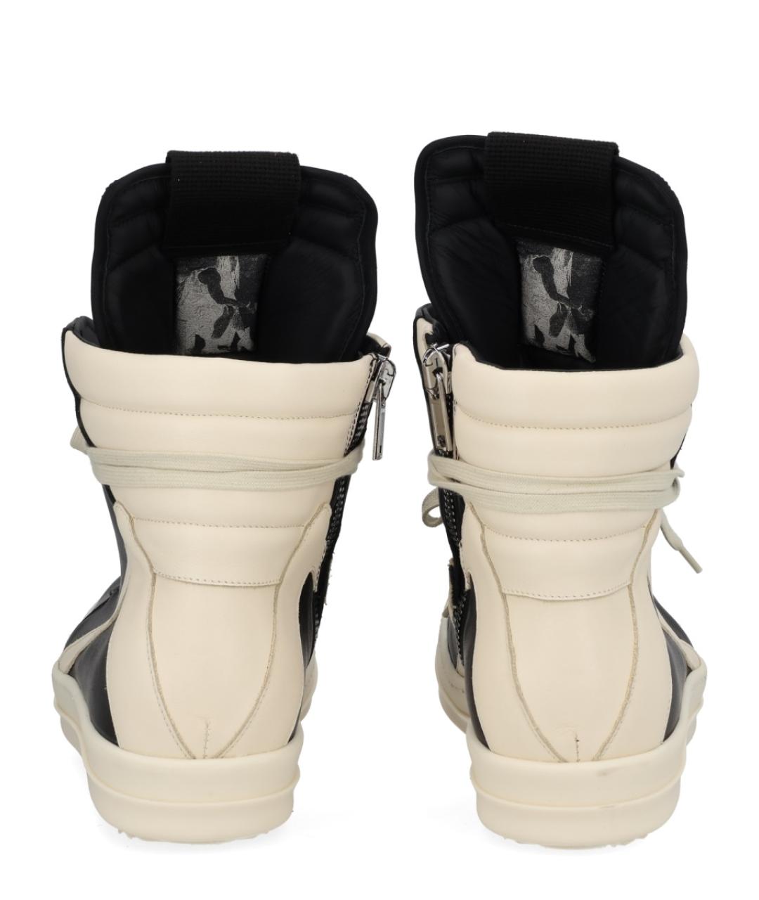 RICK OWENS Черные кожаные высокие кроссовки / кеды, фото 4