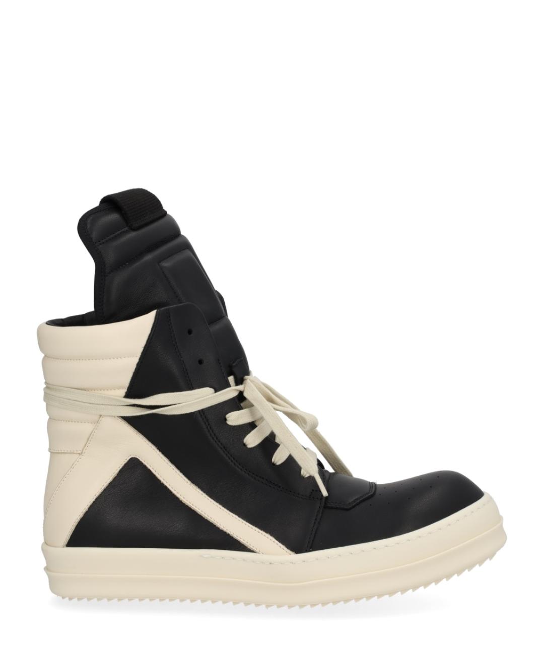 RICK OWENS Черные кожаные высокие кроссовки / кеды, фото 1