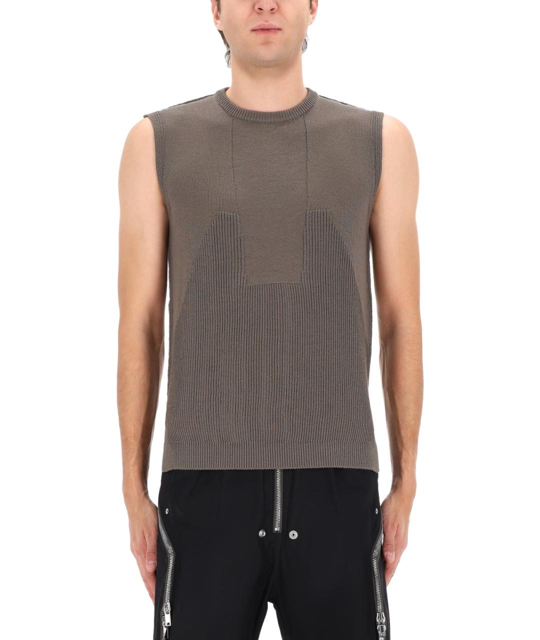 RICK OWENS Коричневая шерстяная жилетка, фото 4