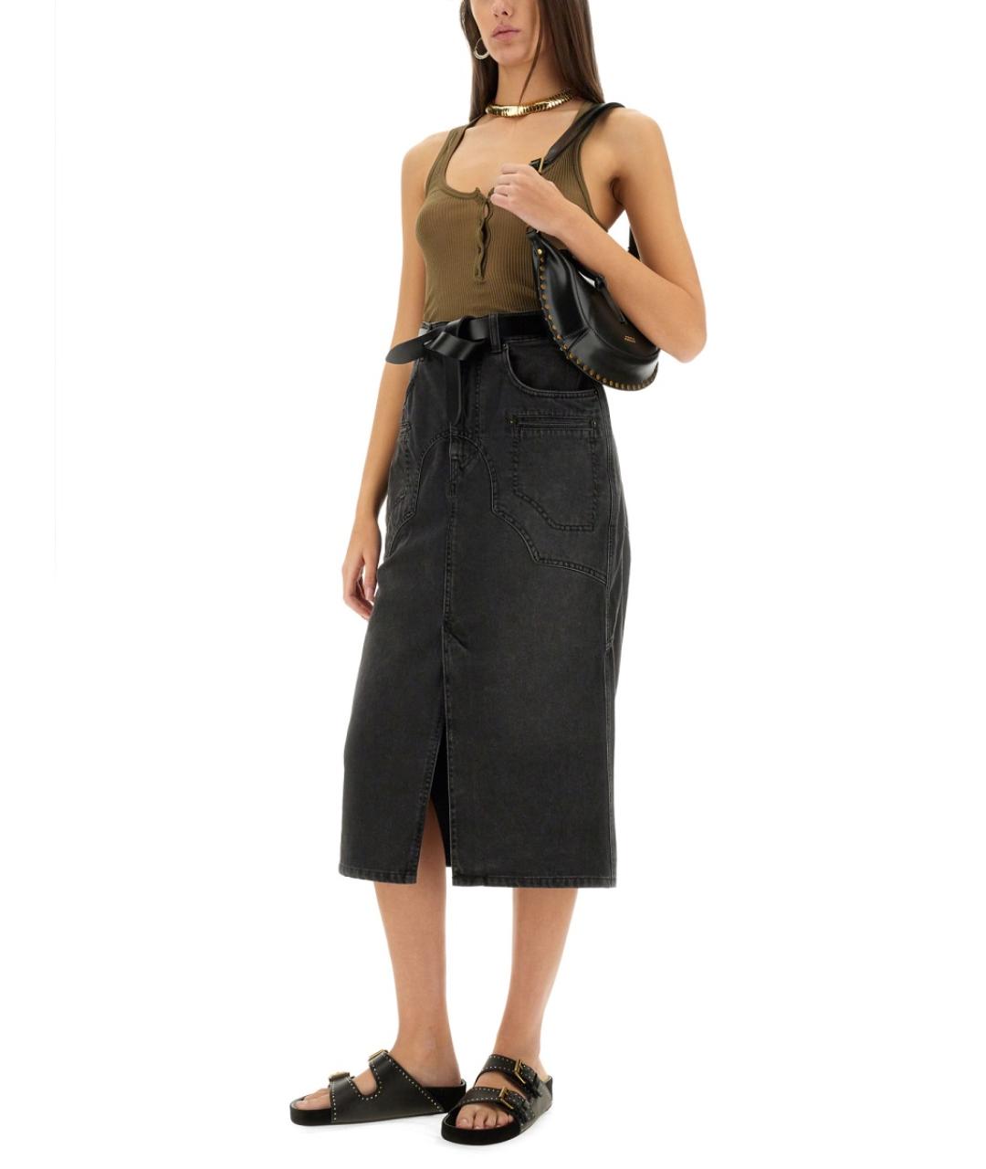 ISABEL MARANT Черная хлопковая юбка миди, фото 2